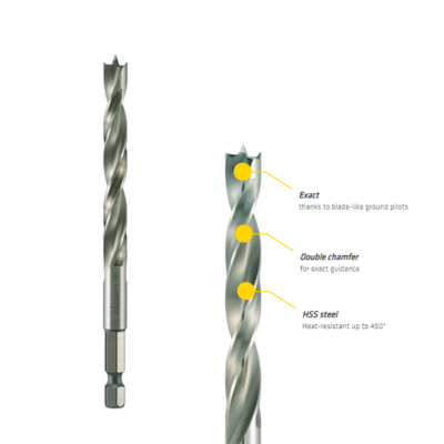 Alpen 8.0mm HSS Dowel Drill with 1/4" Hex