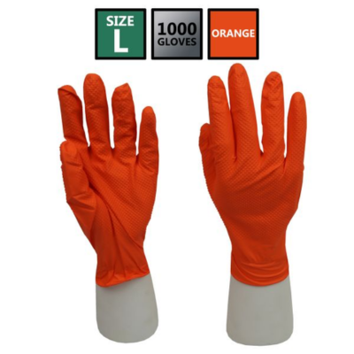 PTI Heavy Duty Orange Nitrile Gloves - Large (Pack of 100)