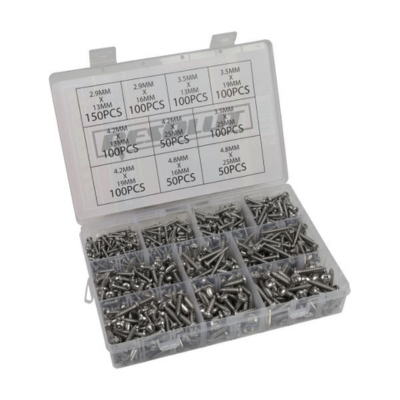 RESOLUT 900PC Assorted Pozi Pan Head Self-Tapping Screws - A2 Stainless Steel