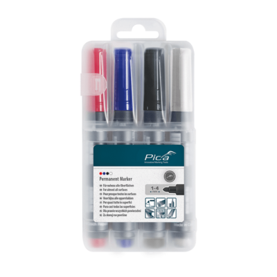 PICA Bullet Point-Pen 4pk Colours Red Blue Black White