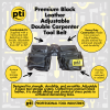 PTI Premium Black Leather Adjustable Double Carpenter Tool Belt